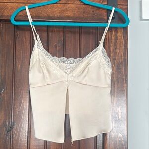 Elegant Cream Lace Trim Cami Top
